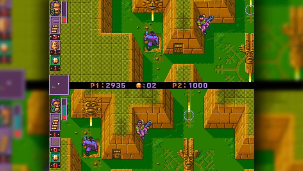 dual screen gameplay in an aztec-inspired level