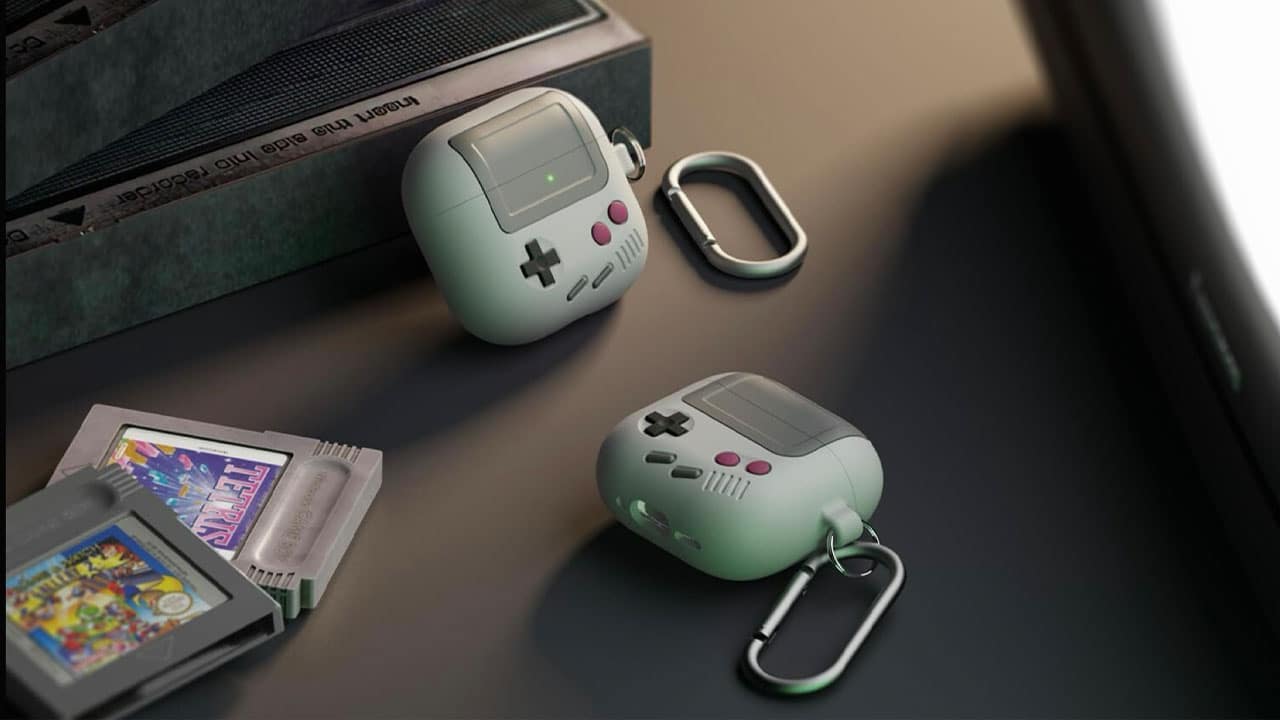 Elago airpods case in a Game Boy design