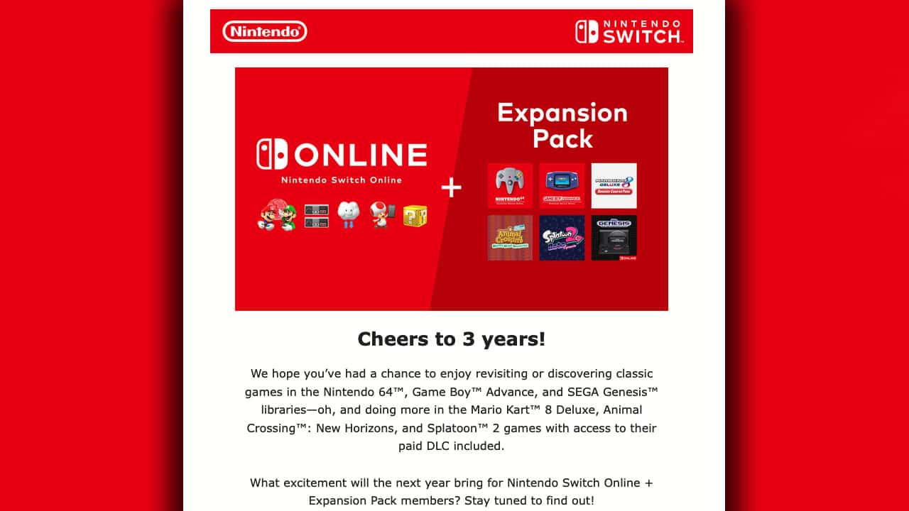 Nintendo Switch Online Message