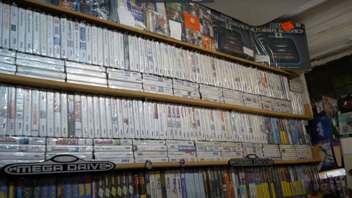 A wall of Sega games