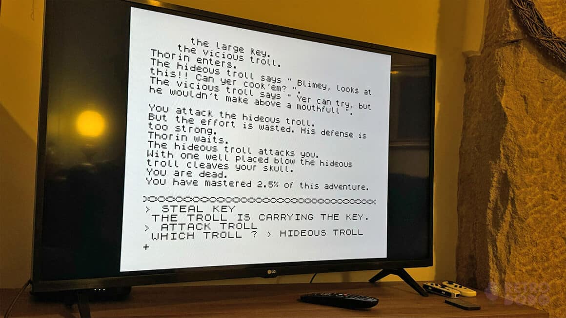 Text of The Hobbit game on Seb's TV