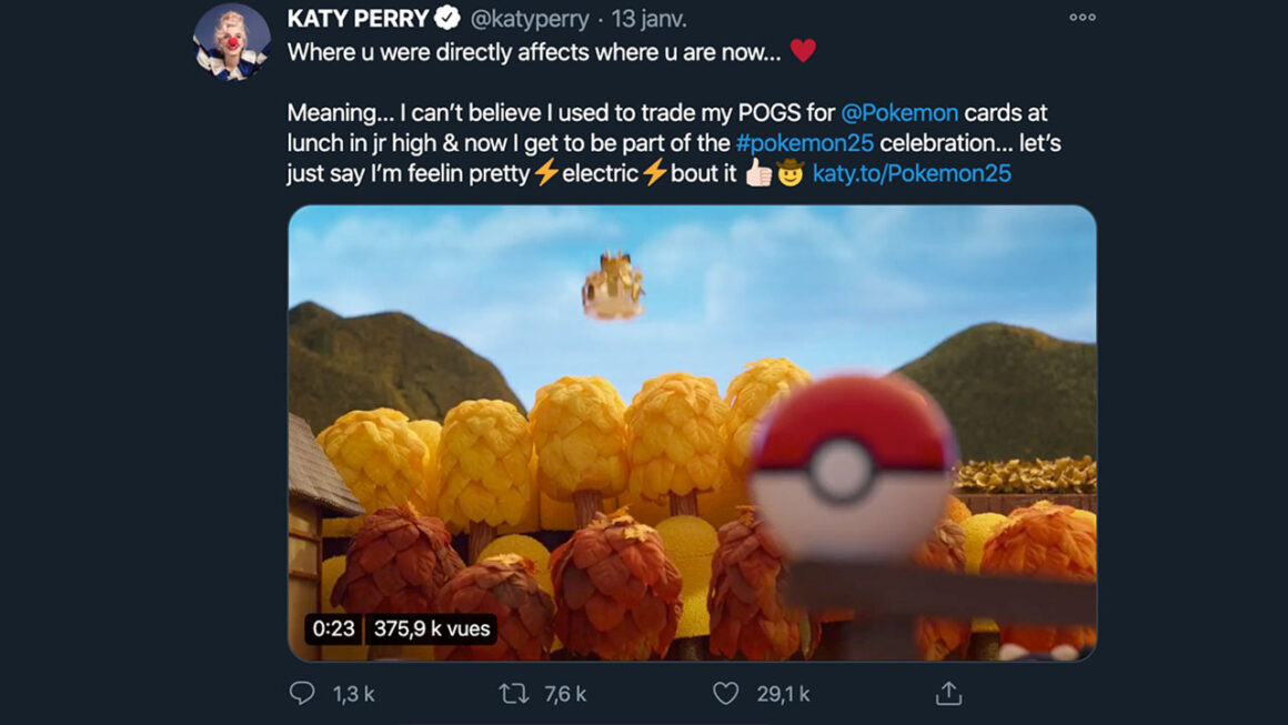 Katy Perry's tweet mentioning Pog to her followers