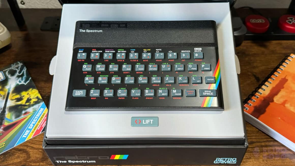 The Spectrum sitting inside the gift box