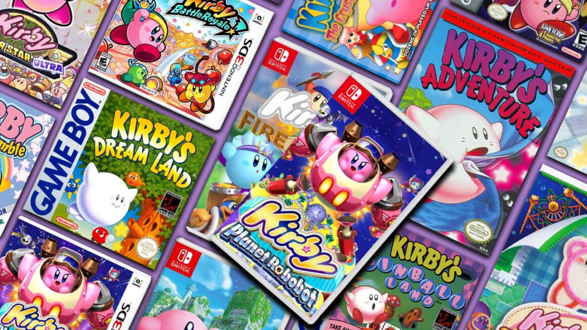 A selection of kirby games with two mockups of what the new games might look like on top