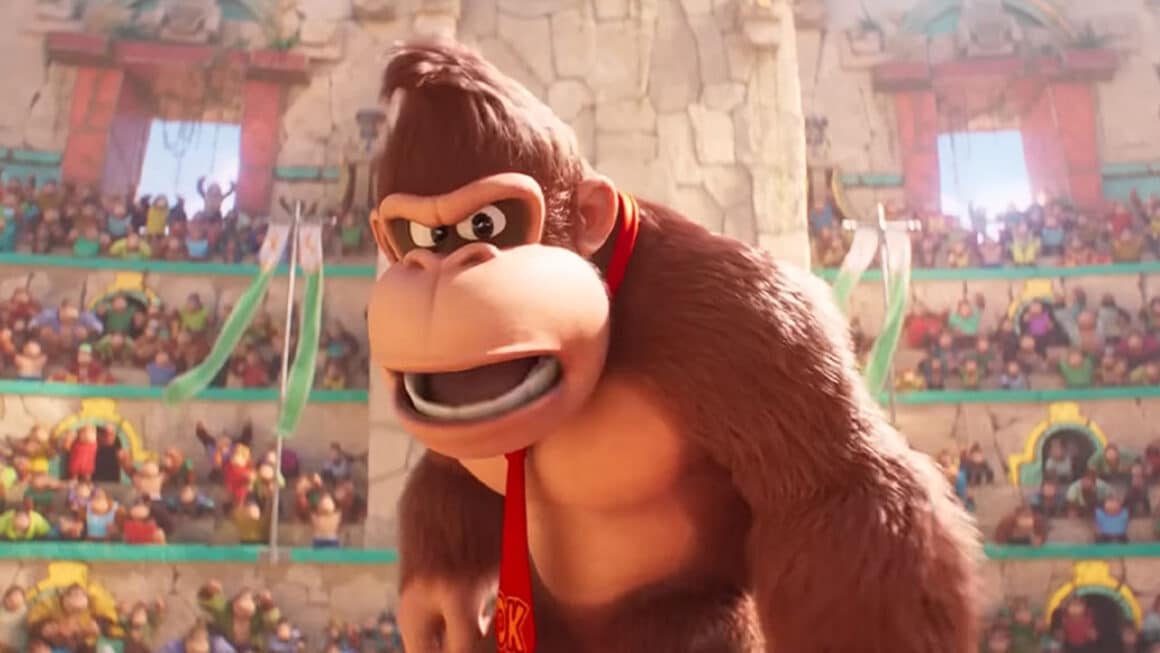 Donkey Kong looking shocked in the Donkey Kong Movie