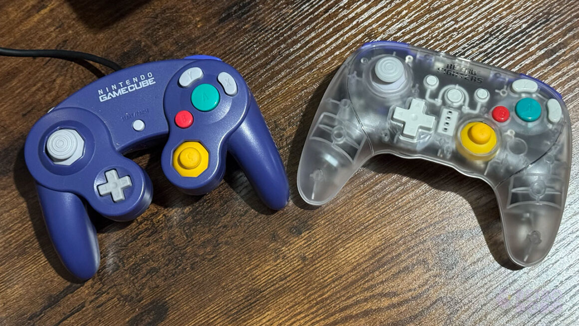 Seb's original GameCube next to the BattlerGC Pro