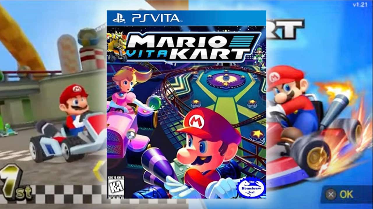 mario kart vita game case and gameplay